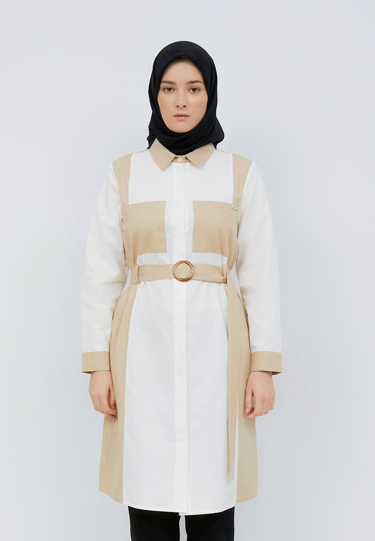 TWO TONE BELTED TUNIC