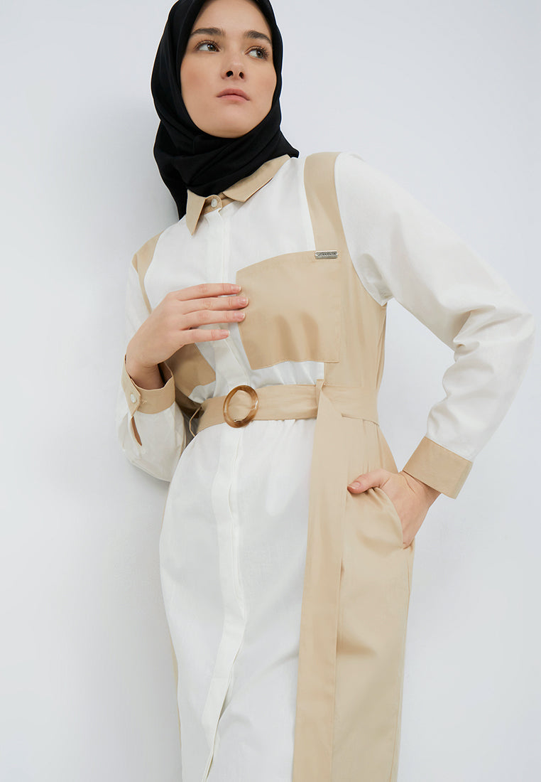 TWO TONE BELTED TUNIC