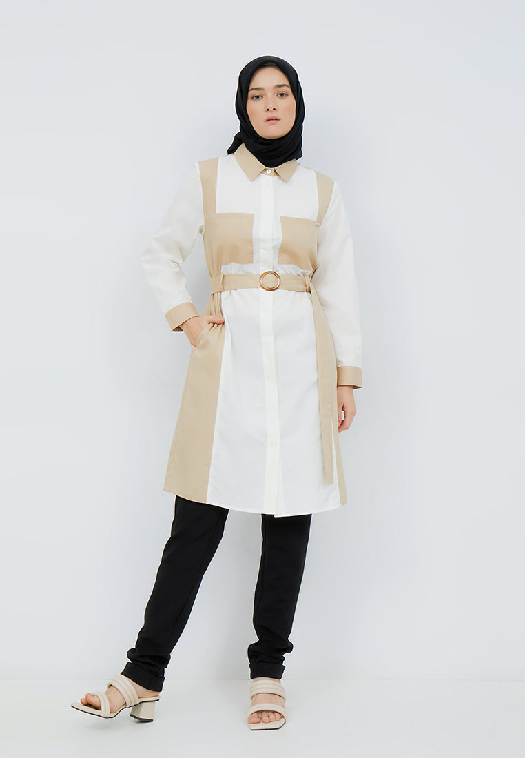 TWO TONE BELTED TUNIC