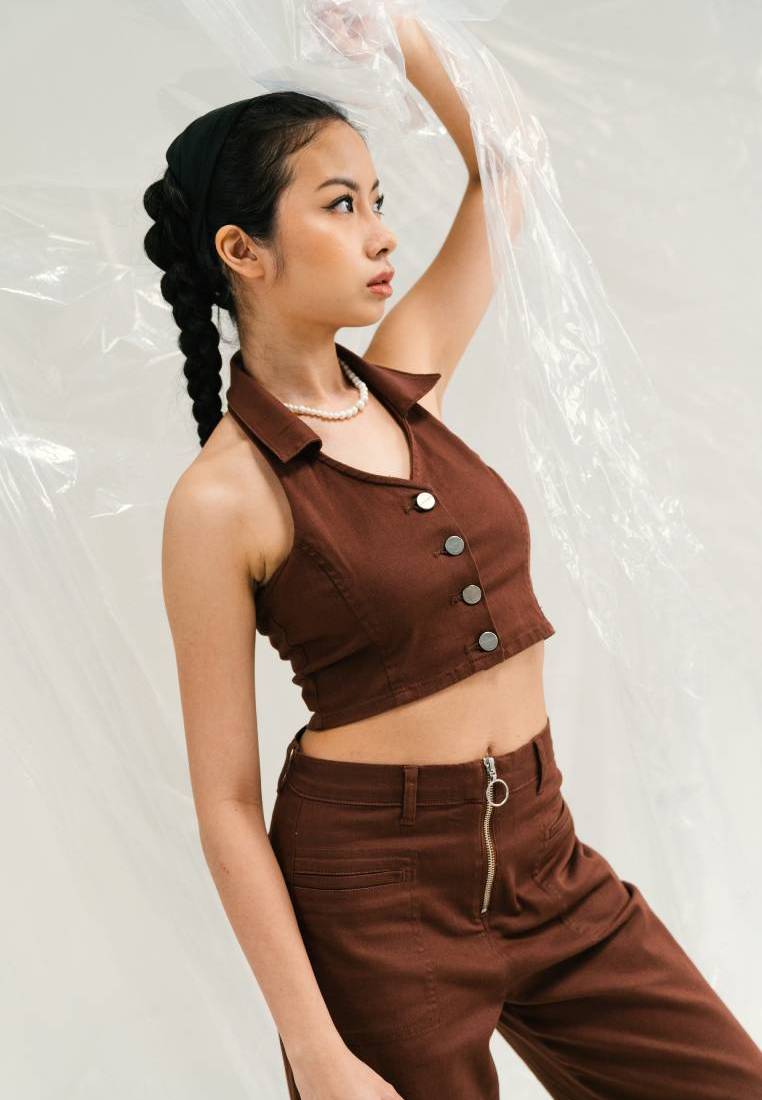 Halterneck Denim Vest
