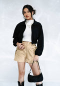Zip Up Drop Shoulder Crop Jacket