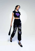 Graffiti Denim Jogger Pants