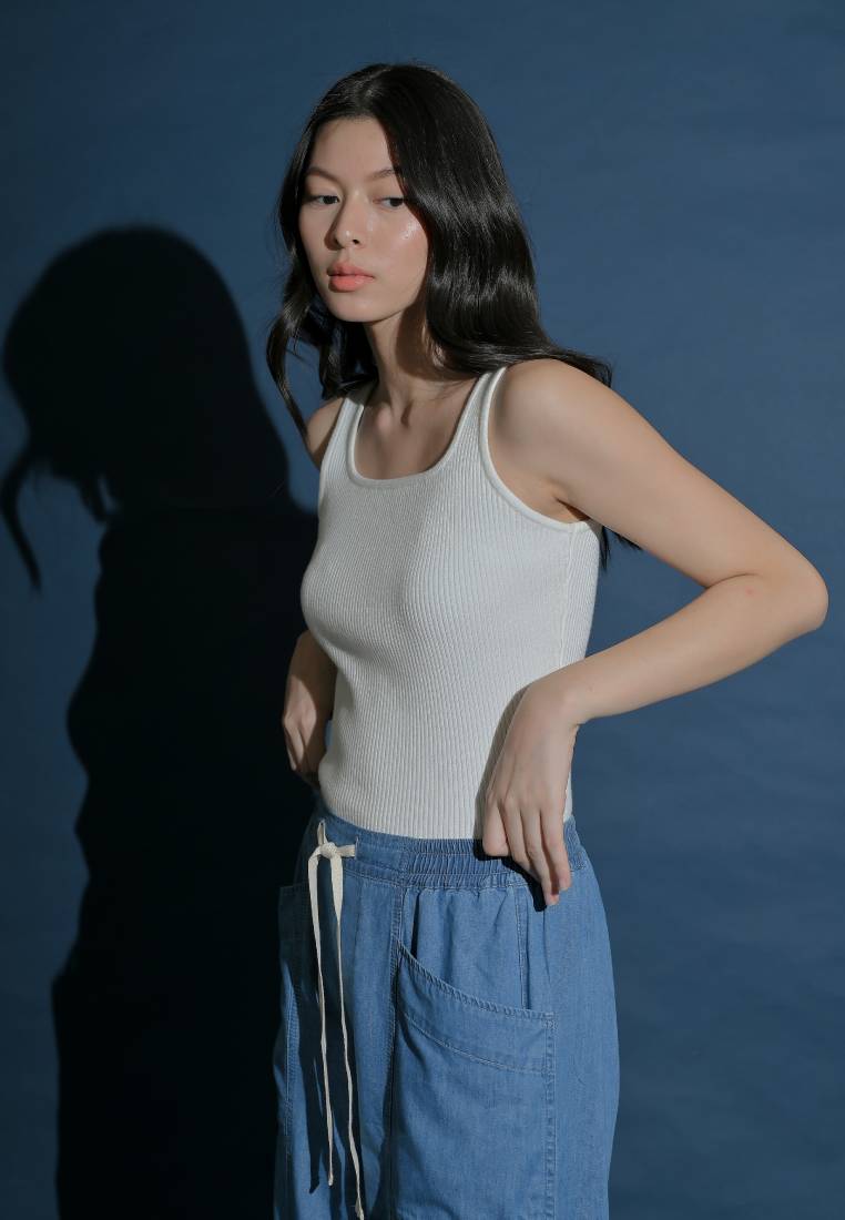 Square Neck Knit Tank Top