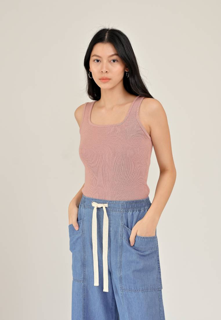 Square Neck Knit Tank Top