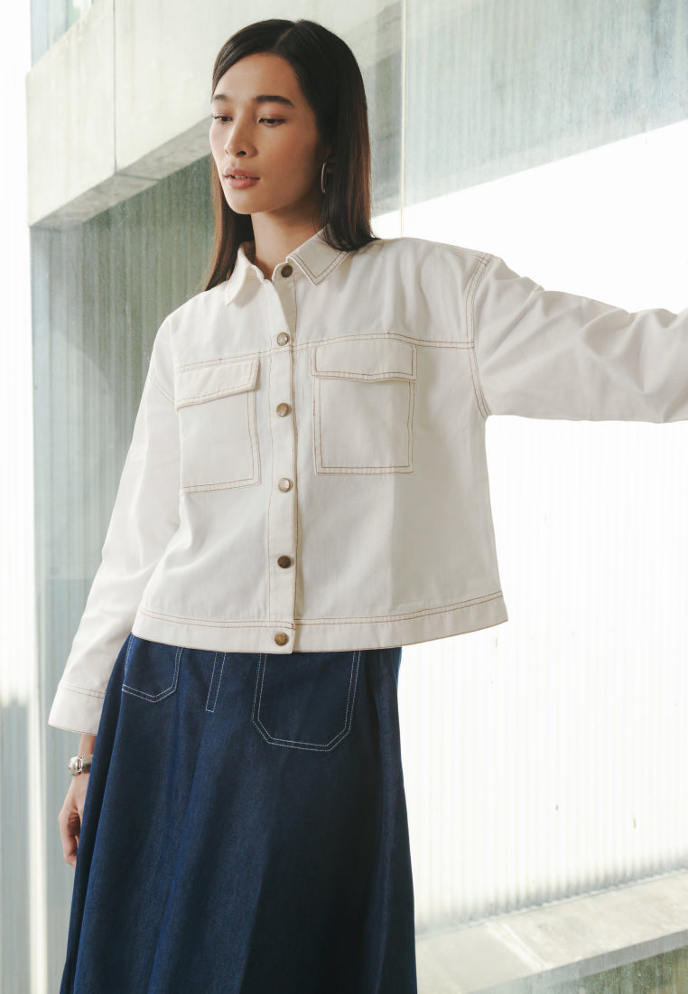 Contrast Stitches Trucker Jacket