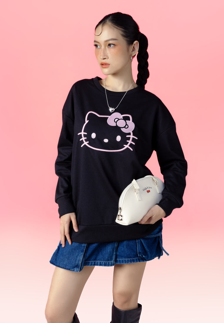 Hello Kitty Oversized Sweatshirt Black