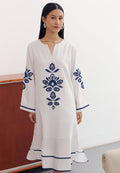 Embroidered V-Neck Midi Dress
