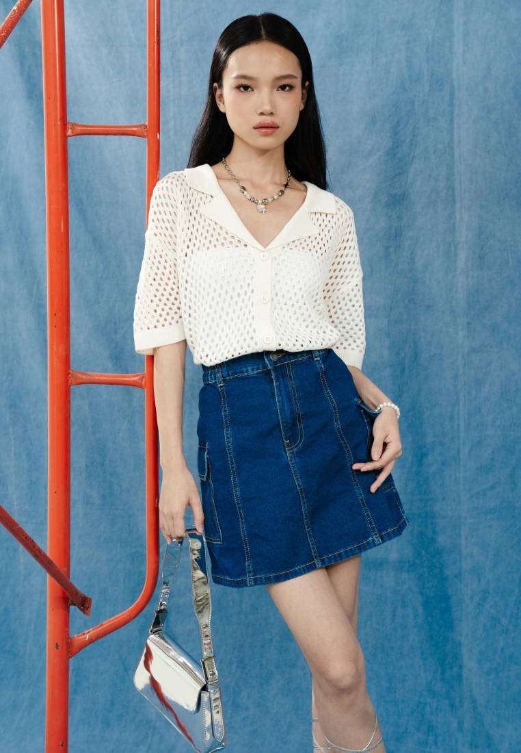 Cargo Denim Mini Skirt