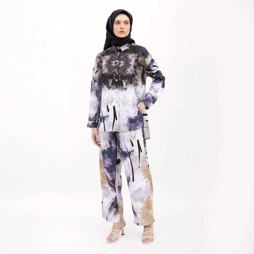 Saudade Printed Shirt White-Blue