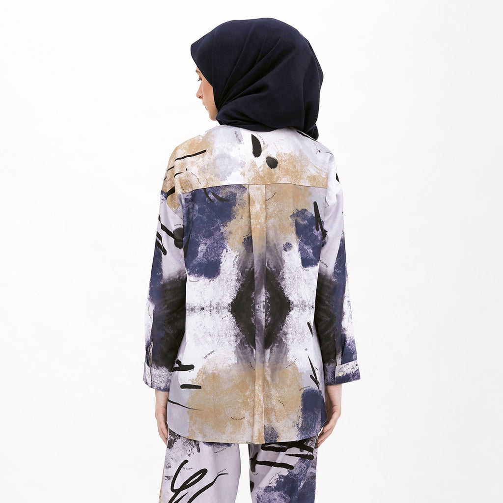 Saudade Printed Shirt White-Blue