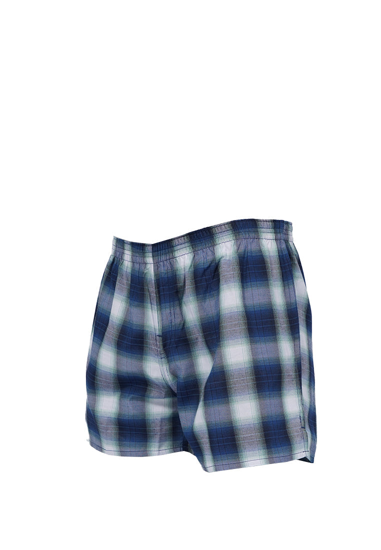 Checked Boxer Teal Blue