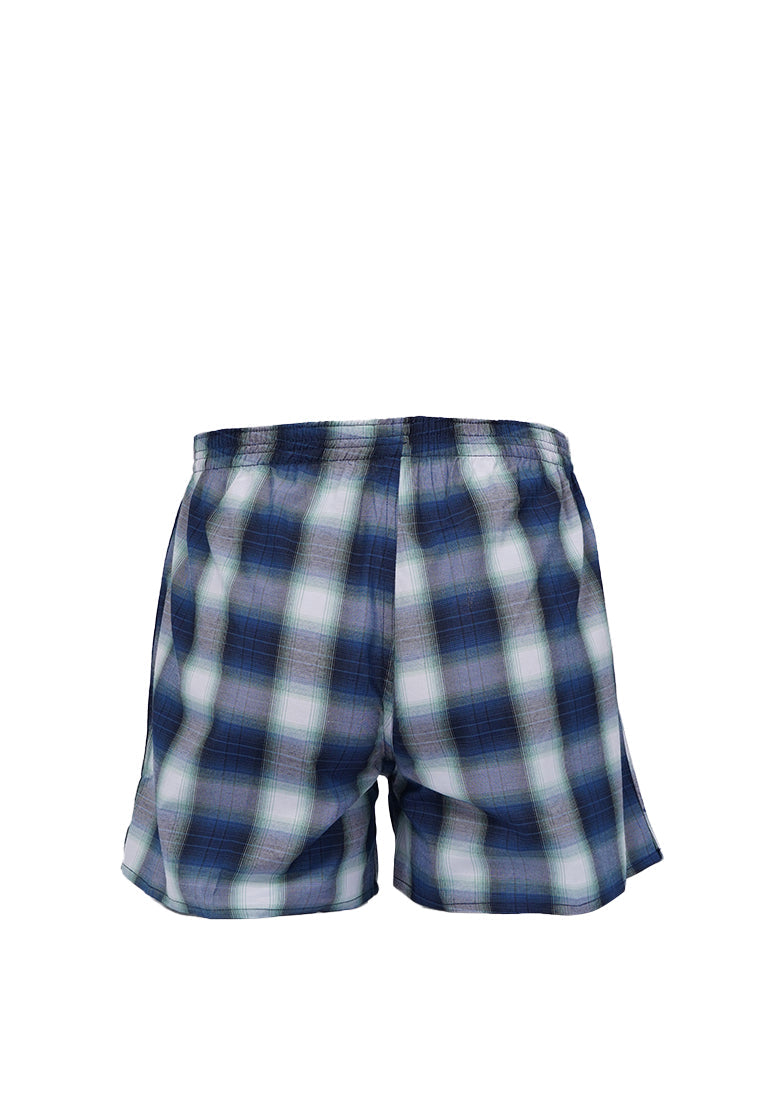 Checked Boxer Teal Blue