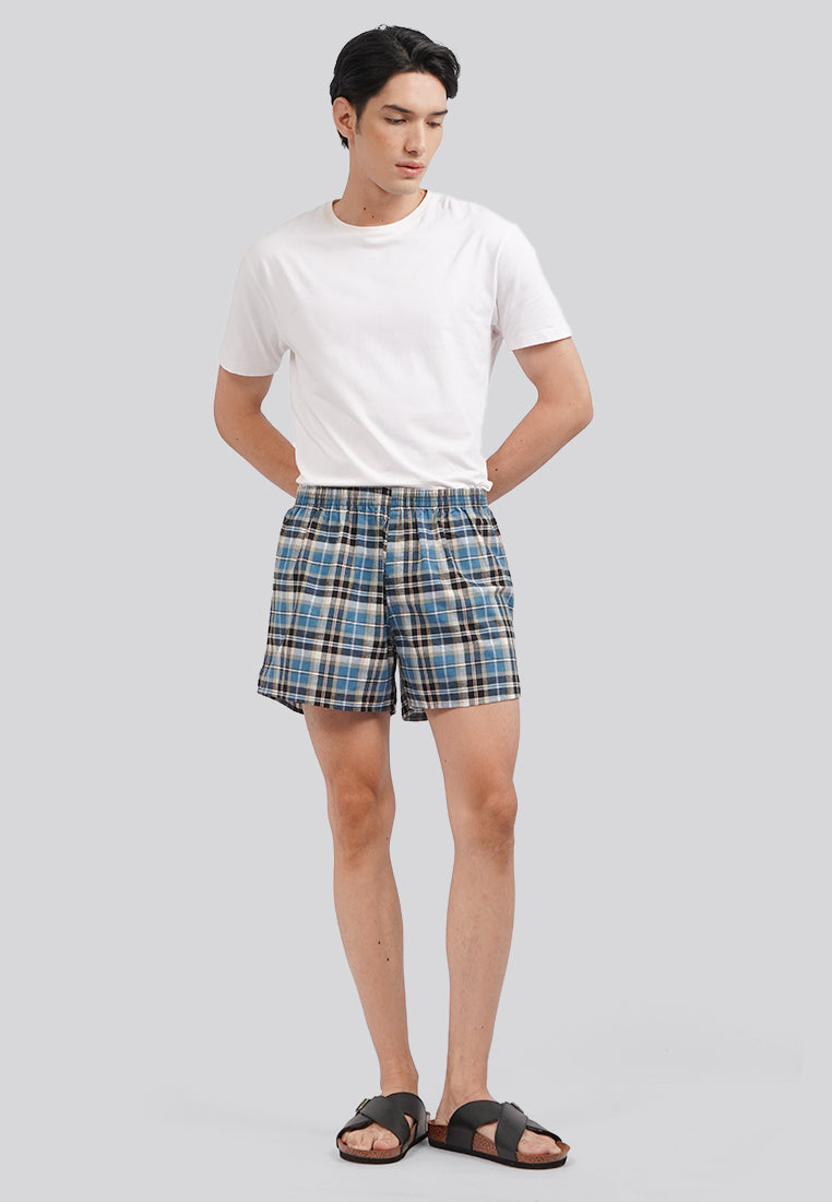 Cyan Checked Boxer