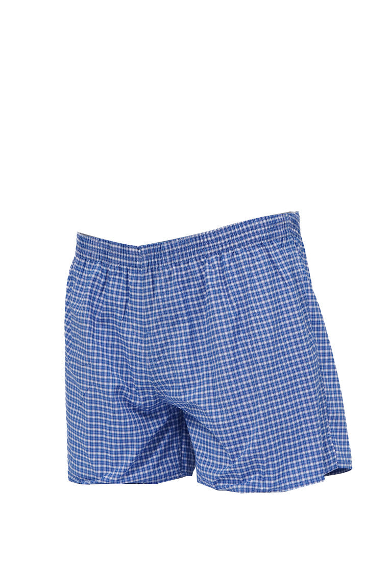 Men Checked Boxer Blue