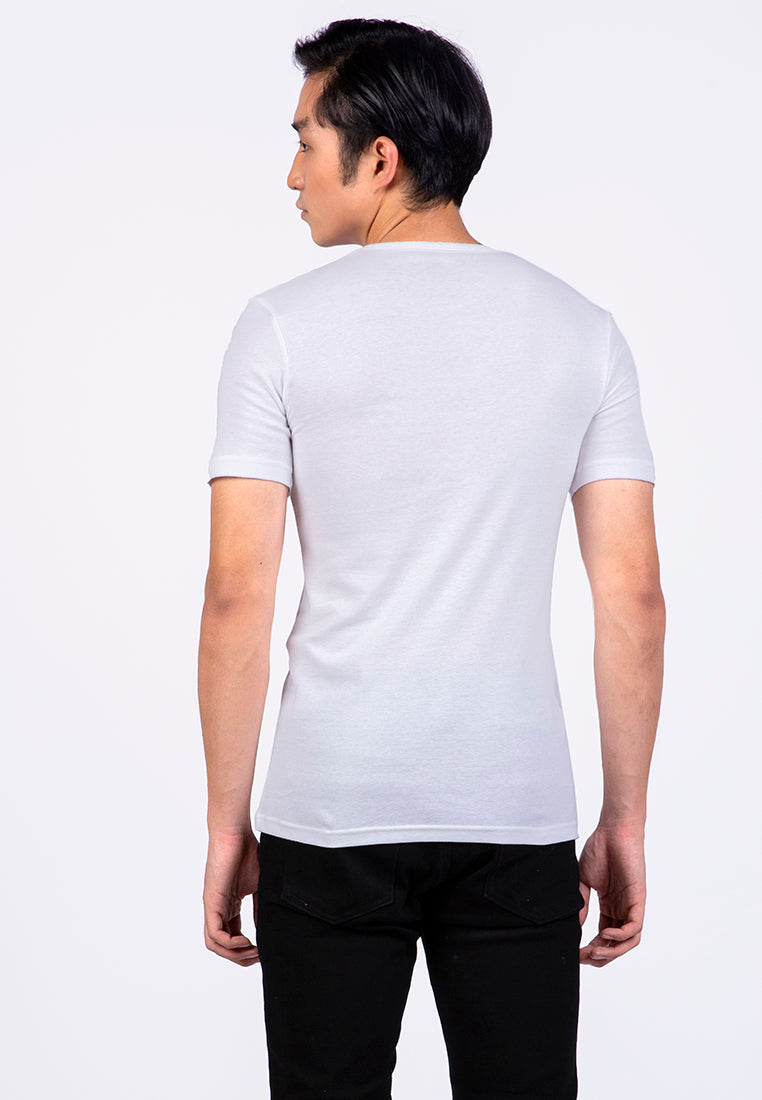 Short Sleeve Round Neck Undershirt White