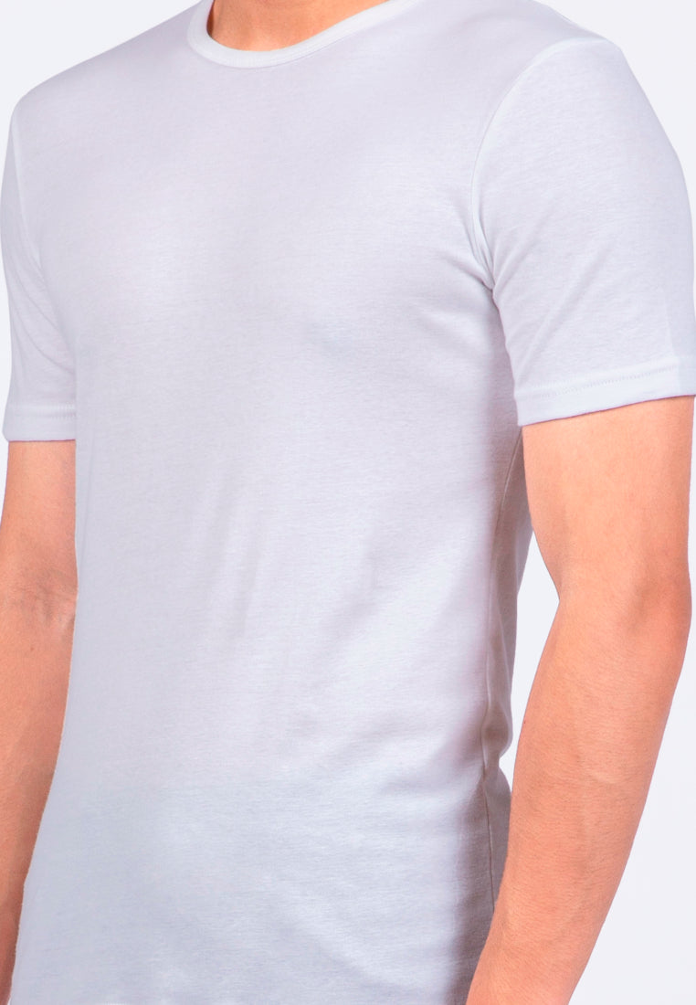 Short Sleeve Round Neck Undershirt White