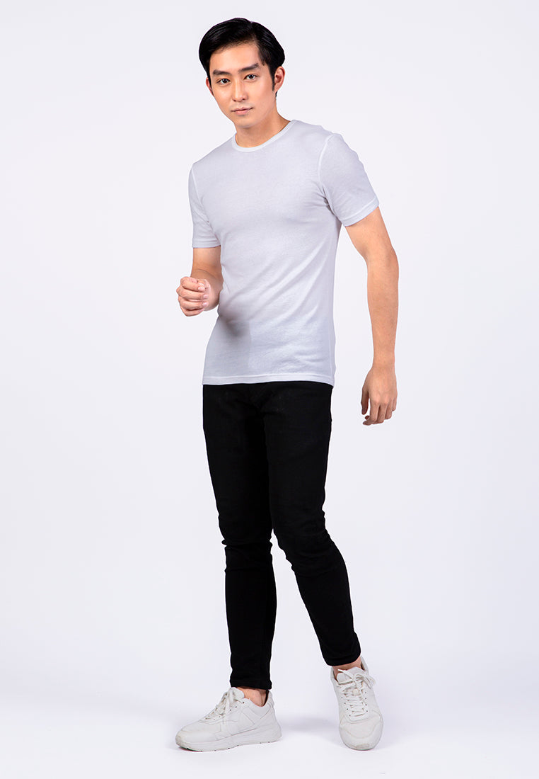 Short Sleeve Round Neck Undershirt White