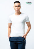 Short Sleeve V Neck Undershirt (TENCEL) White