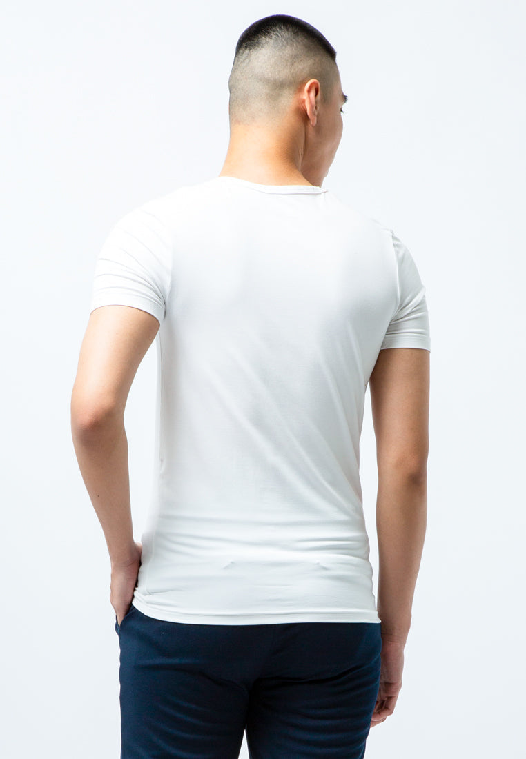 Short Sleeve V Neck Undershirt (TENCEL) White
