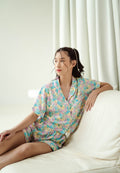 Printed Trim Shirt and Shorts Pajama Set