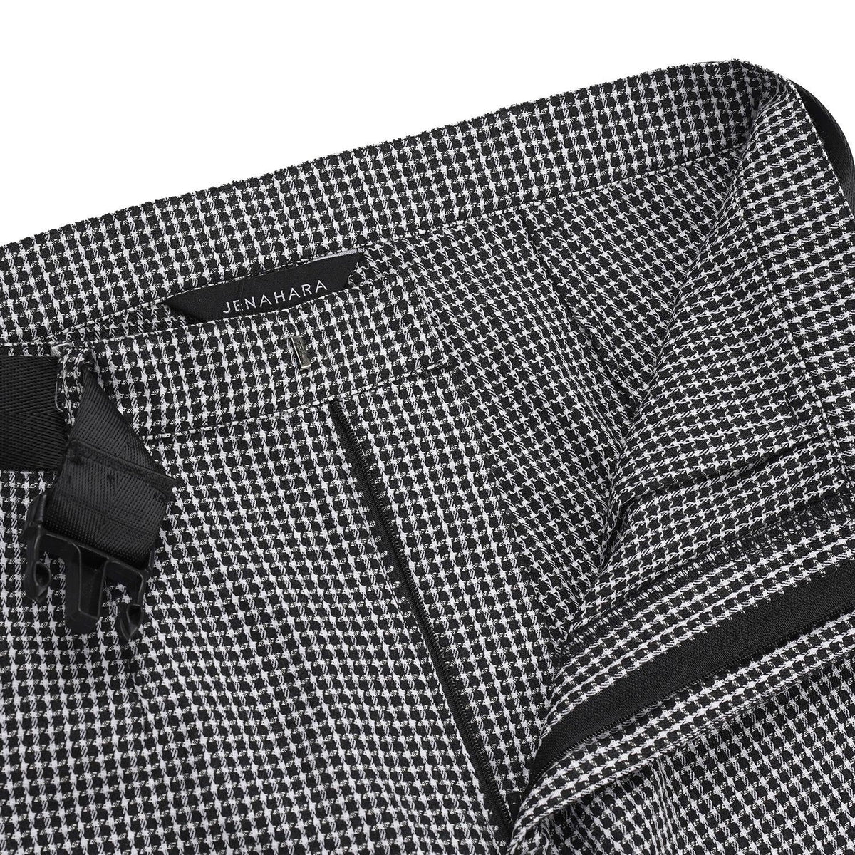 Belted Straight Pants Black-White