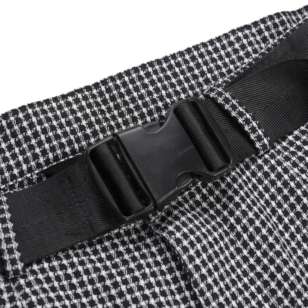 Belted Straight Pants Black-White