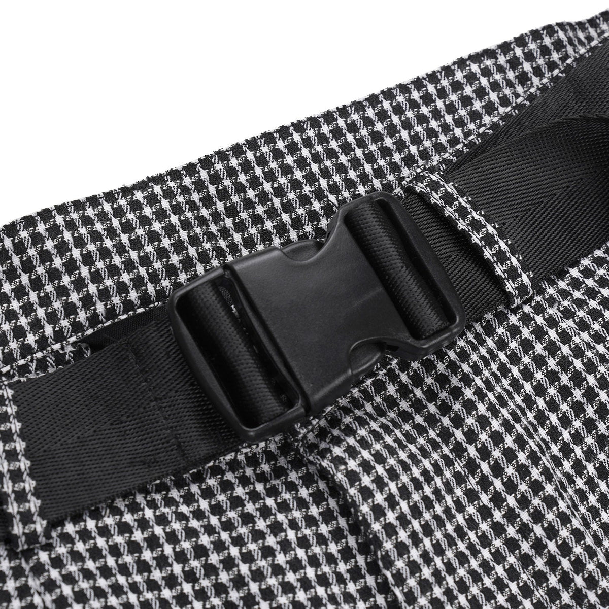 Belted Straight Pants Black-White