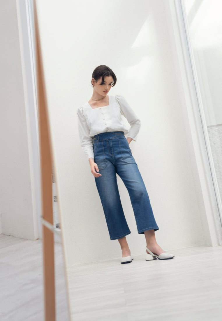 Straight Fit Denim with Crossover Belt