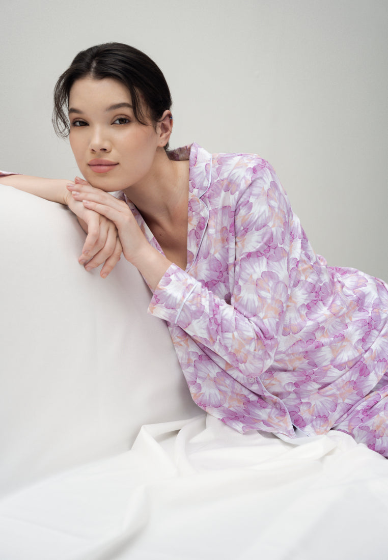 Printed Long Sleeve Lounge Top
