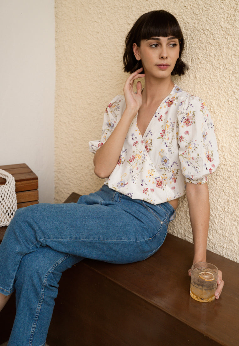 Wrapped Blouse with Adjustable Waist