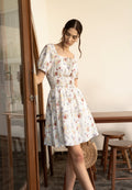 Printed Mini Dress with Smock Details