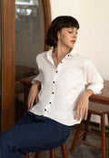 Stitched Long Sleeve Boxy Blouse