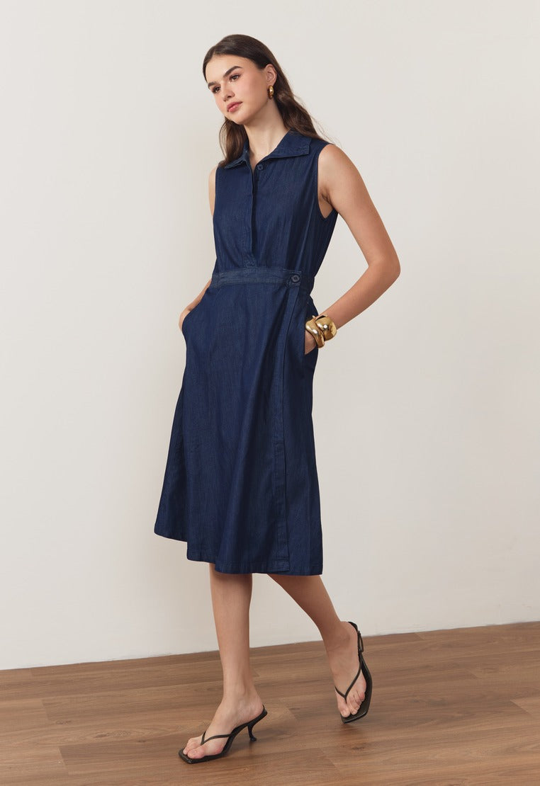 Sleeveless Denim Midi Dress