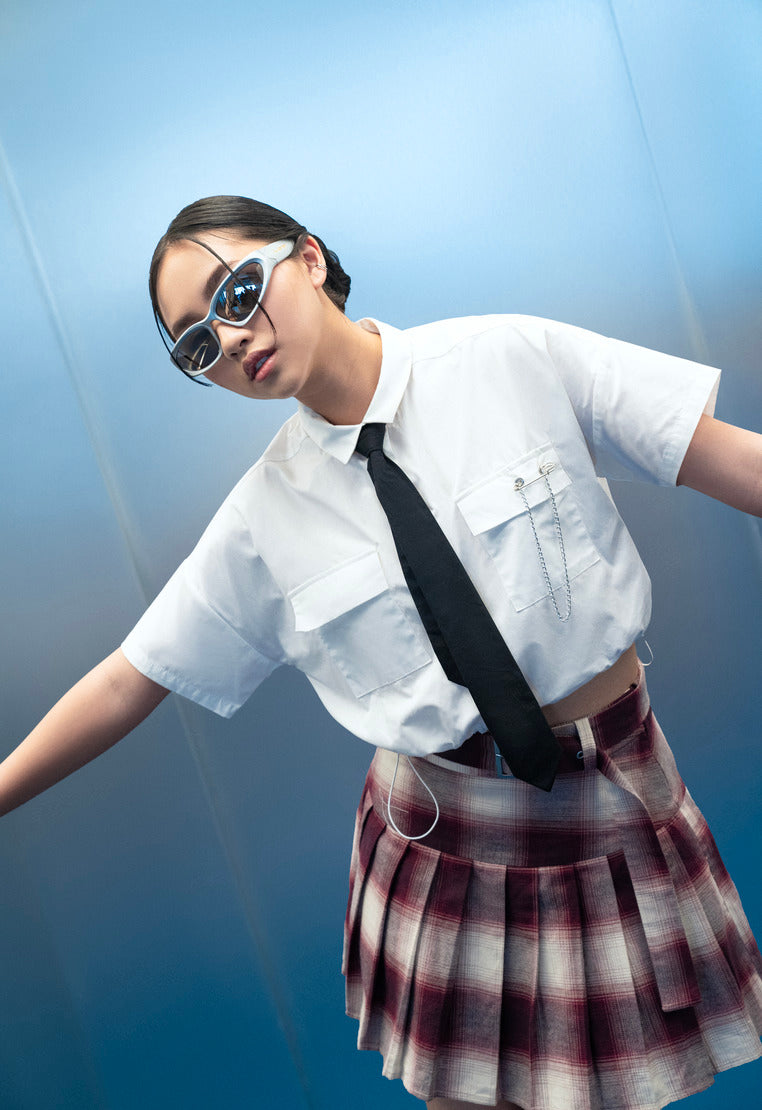 Short Sleeve Top with Tie