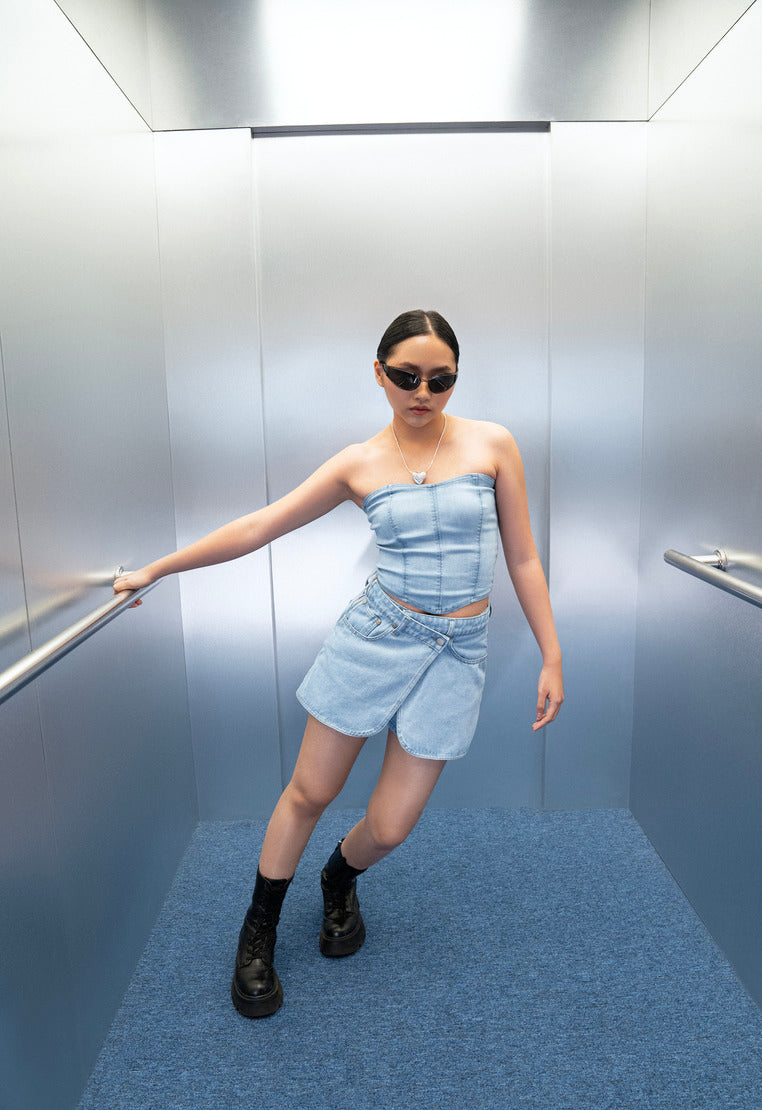 Bustier Denim Top L.Blue