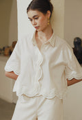 Scallop Details Short Sleeve Blouse