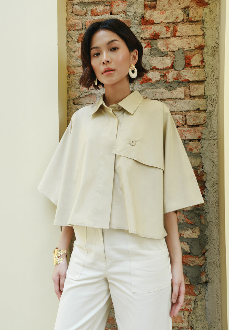 Short Sleeve Cape Blouse