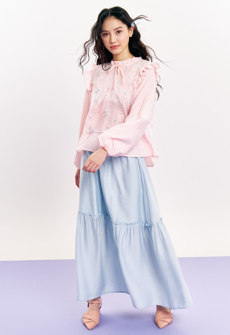Tiered Maxi Skirt Blue