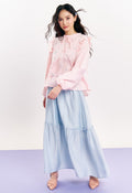 Tiered Maxi Skirt Blue