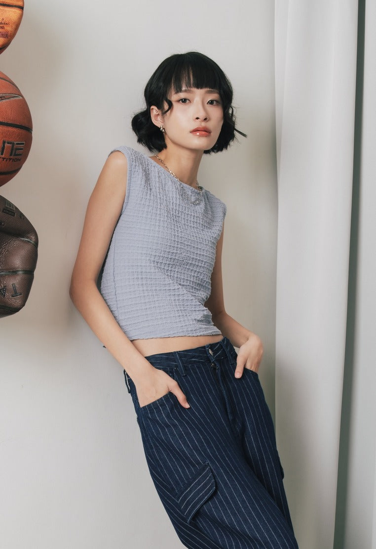 Open Back Textured Knit Top