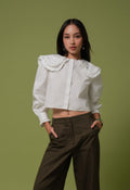 Long Sleeve Blouse with Double Collar