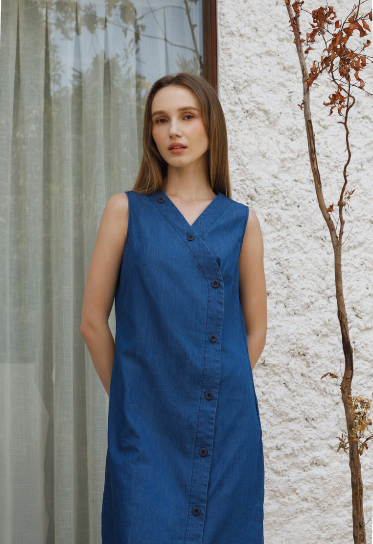 Sleeveless Denim Midi Dress