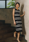 Sleeveless Stripes Knit Midi Dress
