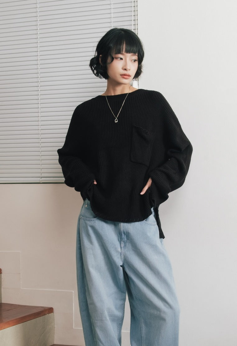 Oversized Sweater with Pocket Details