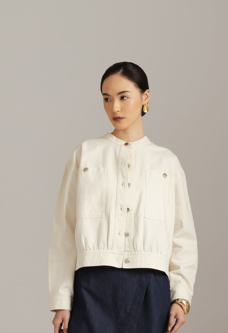 Contrast Button Twill Jacket